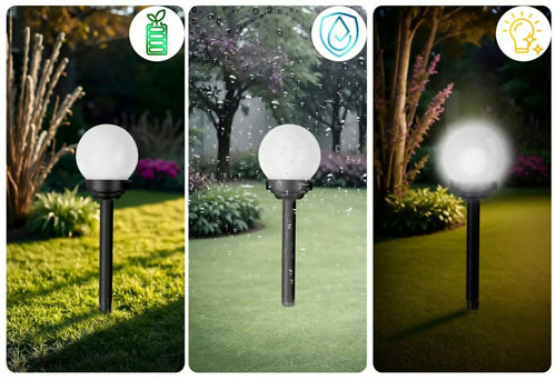LAMPA SOLARNA KULA OGRODOWA BIAŁA LED 10cm Wbijana 2 szt Wodoodporna IP44