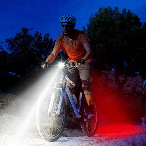 LAMPKA ROWEROWA PRZEDNIA + TYLNA LED AKUMULATOROWA DO ROWERU NA KIEROWNICĘ