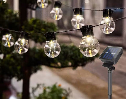 Lampa Solarna Girlanda Ogrodowa Świetlna 6 m LED 20 Żarówek Wodoodporność