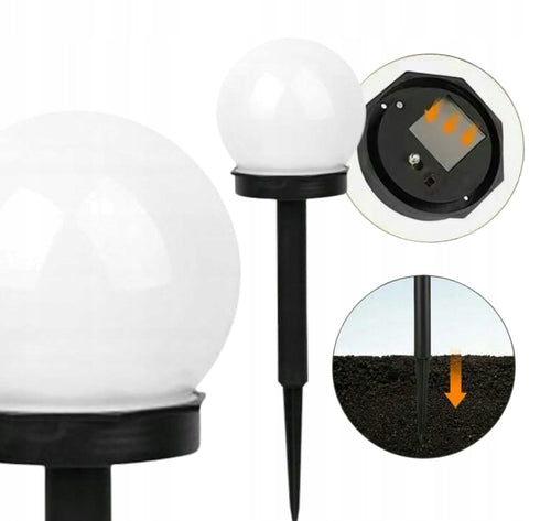 LAMPA SOLARNA KULA OGRODOWA BIAŁA LED 10cm Wbijana 2 szt Wodoodporna IP44