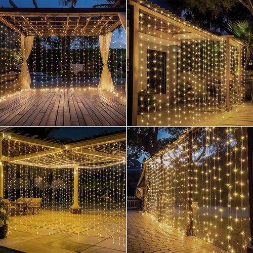KURTYNA ŚWIETLNA NA OKNO 300 LED 3x3 LAMPKI ŚWIĄTECZNE CHOINKOWE GIRLANDA