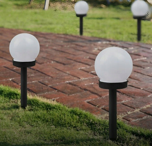 LAMPA SOLARNA KULA OGRODOWA BIAŁA LED 10cm Wbijana 2 szt Wodoodporna IP44