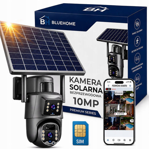 Kamera Solarna Obrotowa 2 Obiektywy 10MPx 4G LTE Zewnętrzna Bezprzewodowa