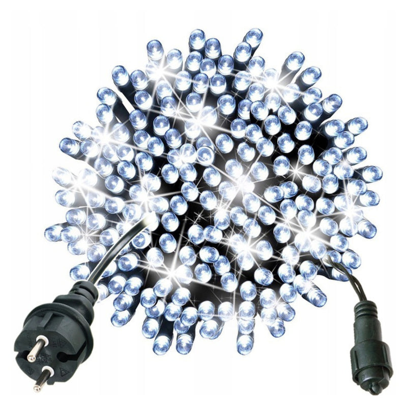 LAMPKI CHOINKOWE 300 LED ZEWNĘTRZNE EFEKTY FLASH ZIMNY BIAŁY