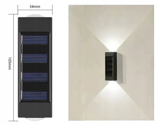 Lampa solarna Kinkiet 2 Led Ogród Zewnętrzna IP 65 Światło Góra Dół