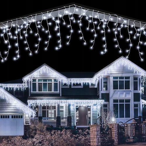 SOPLE 300 LED ZIMNY BIAŁY KURTYNA ŚWIETLNA LAMPKI Z EFEKTEM FLASH FLESH