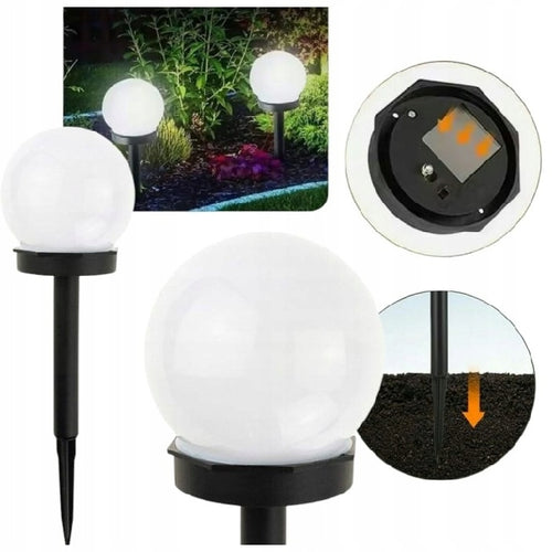 LAMPA SOLARNA KULA OGRODOWA BIAŁA LED 10cm Wbijana 2 szt Wodoodporna IP44