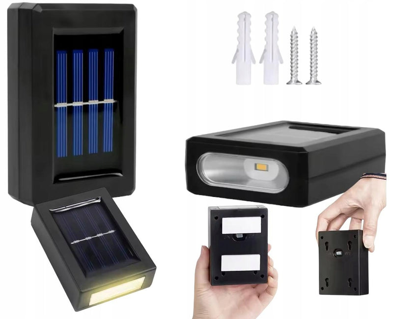 Lampa solarna Kinkiet 2 Led Ogród Zewnętrzna IP 65 Światło Góra Dół