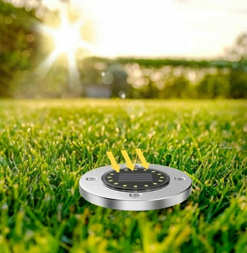 Lampa Solarna 4SZT OGRODOWA 16 LED WBIJANA z Czujnikiem ZMIERZCHU TRAWNIK