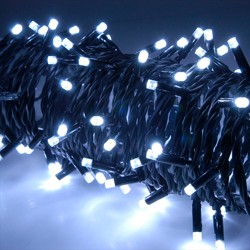 LAMPKI CHOINKOWE 500 LED STAŁE + FLASH ZEWNĘTRZNE BŁYSK IP44 BIAŁE ZIMNE