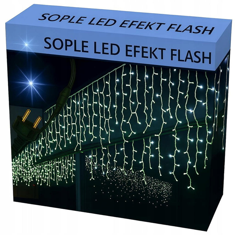 SOPLE 300 LED KURTYNA LAMPKI ZEWNĘTRZNE IP44 FLASH Białe Zimne 14M