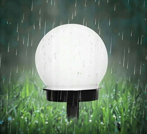 LAMPA SOLARNA KULA OGRODOWA BIAŁA LED 10cm Wbijana 2 szt Wodoodporna IP44