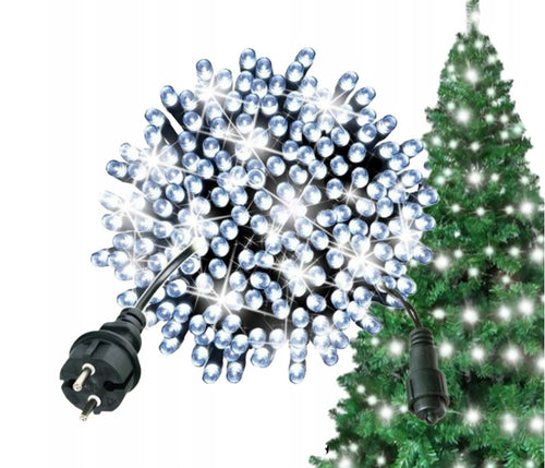LAMPKI CHOINKOWE 1000 LED BIAŁE ZIMNE + FLASH ZEWNĘTRZNE IP44