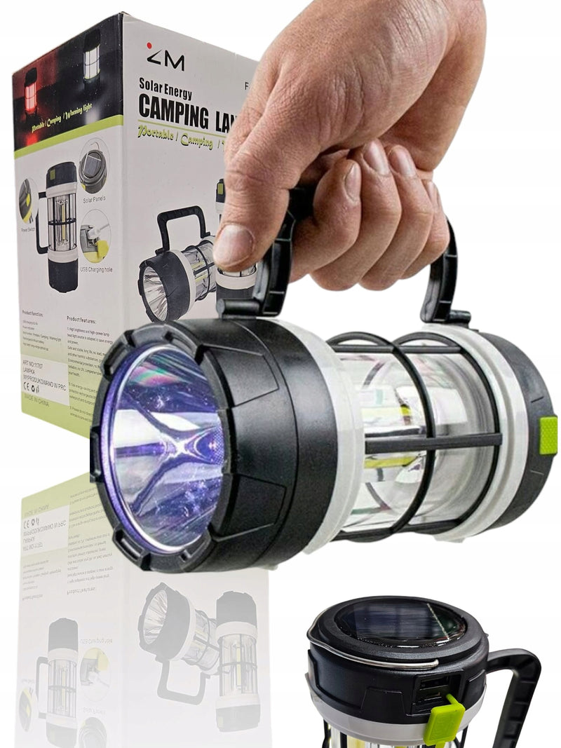 LAMPA KEMPINGOWA NAMIOT BIWAK CAMPING SOLARNA LED USB POWERBANK LATARKA