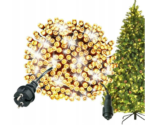 LAMPKI CHOINKOWE 1000 LED ZEWNĘTRZNE EFEKTY FLASH CIEPŁY BIAŁY