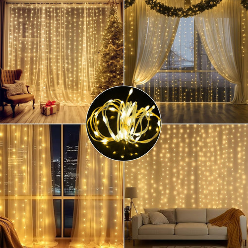 KURTYNA ŚWIETLNA NA OKNO 300 LED 3x3 LAMPKI ŚWIĄTECZNE CHOINKOWE GIRLANDA