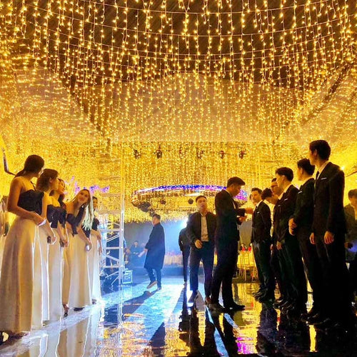 SOPLE 500LED CIEPŁY BIAŁY KURTYNA ZEWNĘTRZNA LAMPKI Z EFEKTEM FLASH