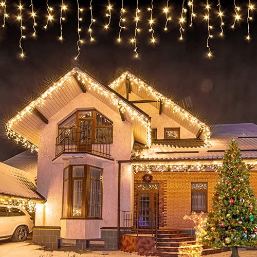 EFEKT FLASH SOPLE 300 LED CIEPŁY BIAŁY LAMPKI DEKORACYJNE KURTYNA ŚWIETLNA