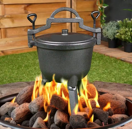 Kociołek Żeliwny Garnek Myśliwski Węgierski na Ognisko Jedzenie Grill 10L