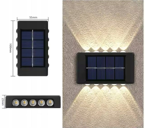 Lampa solarna Kinkiet 10 Led Ogród Zewnętrzna IP 65 Światło Góra Dół