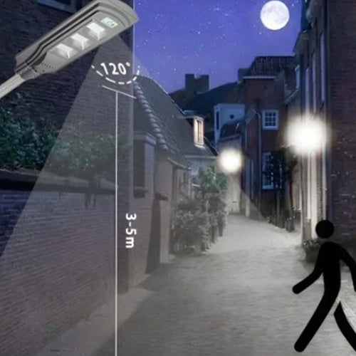 LAMPA SOLARNA LED LATARNIA ULICZNA CZUJNIK RUCHU ZMIERZCHU OGRODOWA+ PILOT
