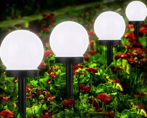 LAMPA SOLARNA KULA OGRODOWA BIAŁA LED 10cm Wbijana 2 szt Wodoodporna IP44