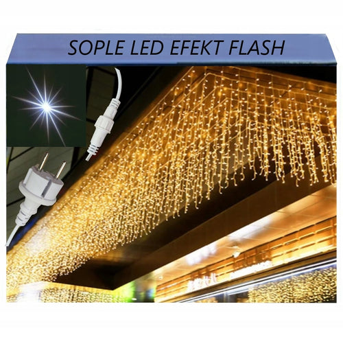 SOPLE 1000 LED KURTYNA LAMPKI ZEWNĘTRZNE IP44 FLASH Białe Ciepłe 36m