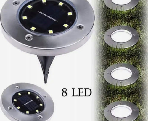 Lampa Solarna 4SZT OGRODOWA WBIJANA z Czujnikiem ZMIERZCHU TRAWNIKOWA 8 LED