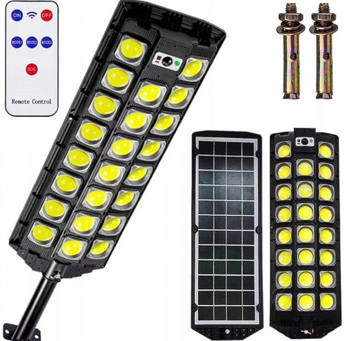 ZEWNĘTRZNA LAMPA LED SOLARNA Z CZUJNIKIEM RUCHU ZMIERZCHU + PILOT + UCHWYT