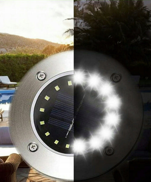 Lampa Solarna 4SZT OGRODOWA 16 LED WBIJANA z Czujnikiem ZMIERZCHU TRAWNIK